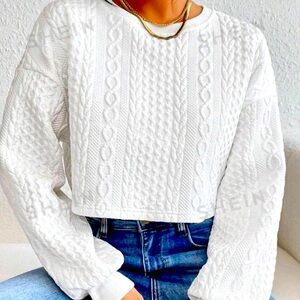 [SOLD] - Long sleeve crew neck cropped sweatshirt